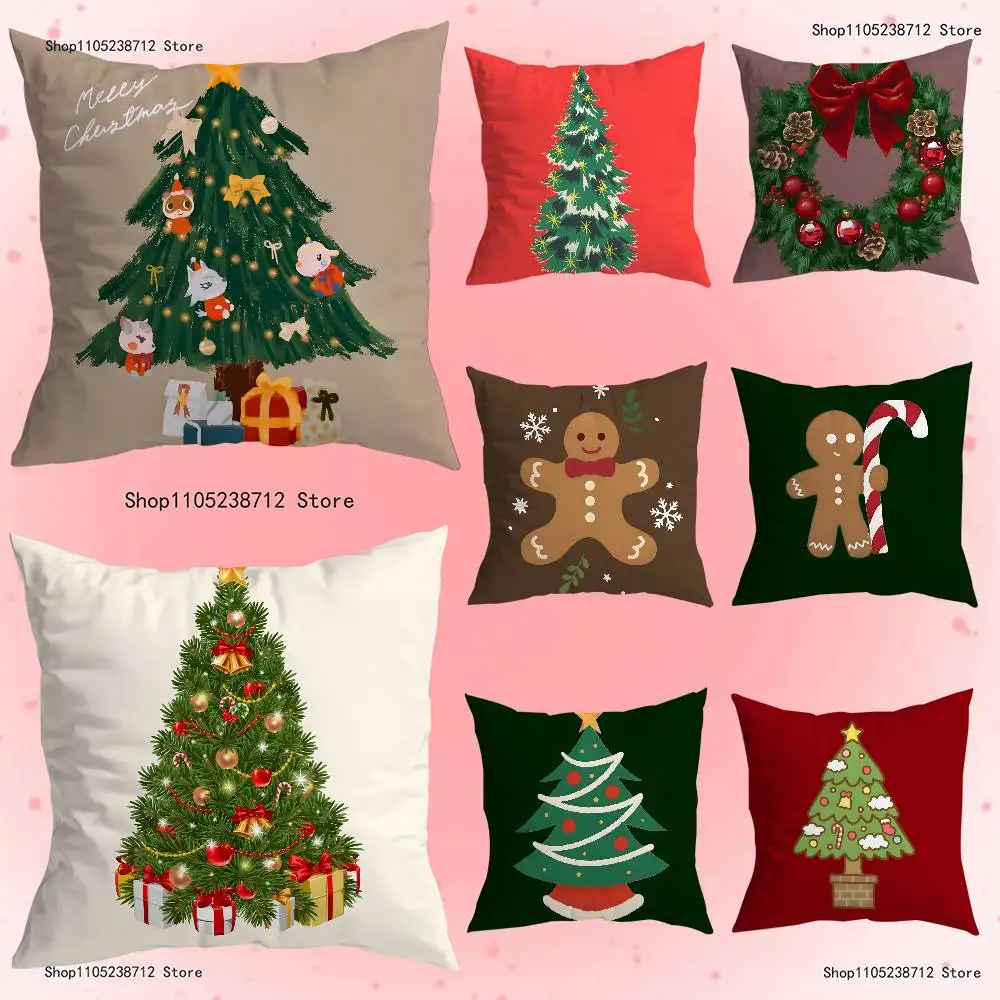 

New Year Christmas tree Anime Celebrity Merchandise All-Match Printed Pillow Case Sofa Car Office Room Decoration Protector