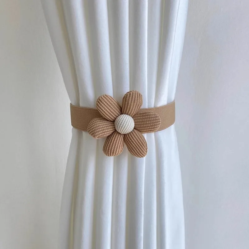 2 قطع المنزل الدانتيل الستار حزام الستار مشبك غير مثقب ملزمة حبل زهرة حزام كريم حزام بسيط المفاجئة مشبك