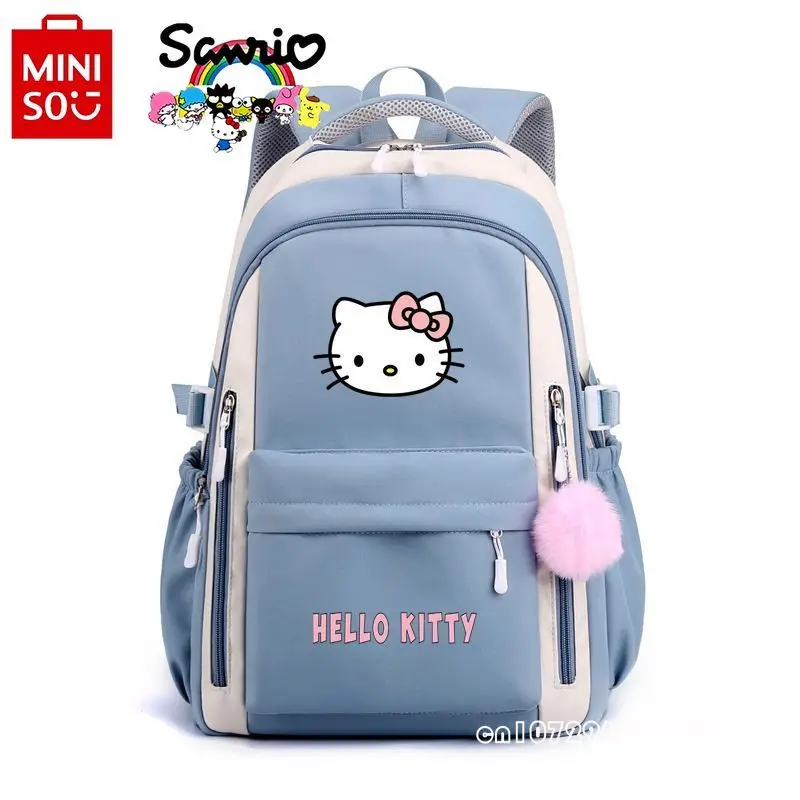 حقيبة ظهر نسائية جديدة من Miniso Hello Kitty حقيبة ظهر عصرية عالية الجودة من النايلون للفتيات متعددة الاستخدامات بسعة كبيرة حقيبة ظهر للطلاب