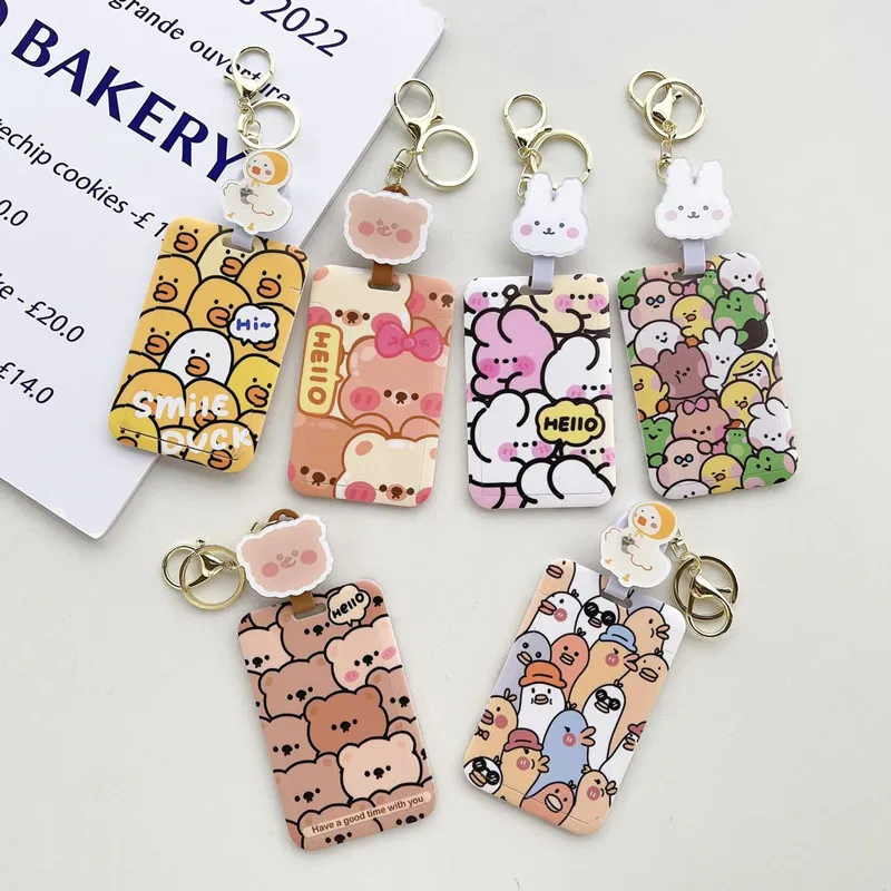 1 Pcs Cartoon Little Cute Big Collection Card Cover All Kinds Of Card Documents Key Anti-lost Pull Buckle Protection Card Holder