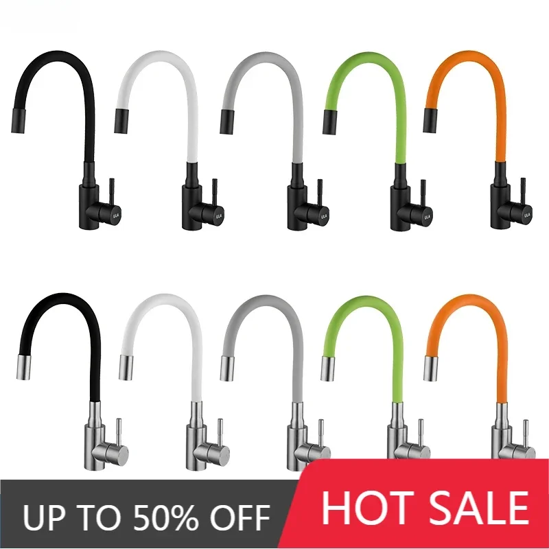 

ULA Kitchen Faucet Colorful Hose Kitchen Sink Faucet 360 Degree Sink Mixer Hot Cold Water Tap Crane Torneira Grifo Cocina