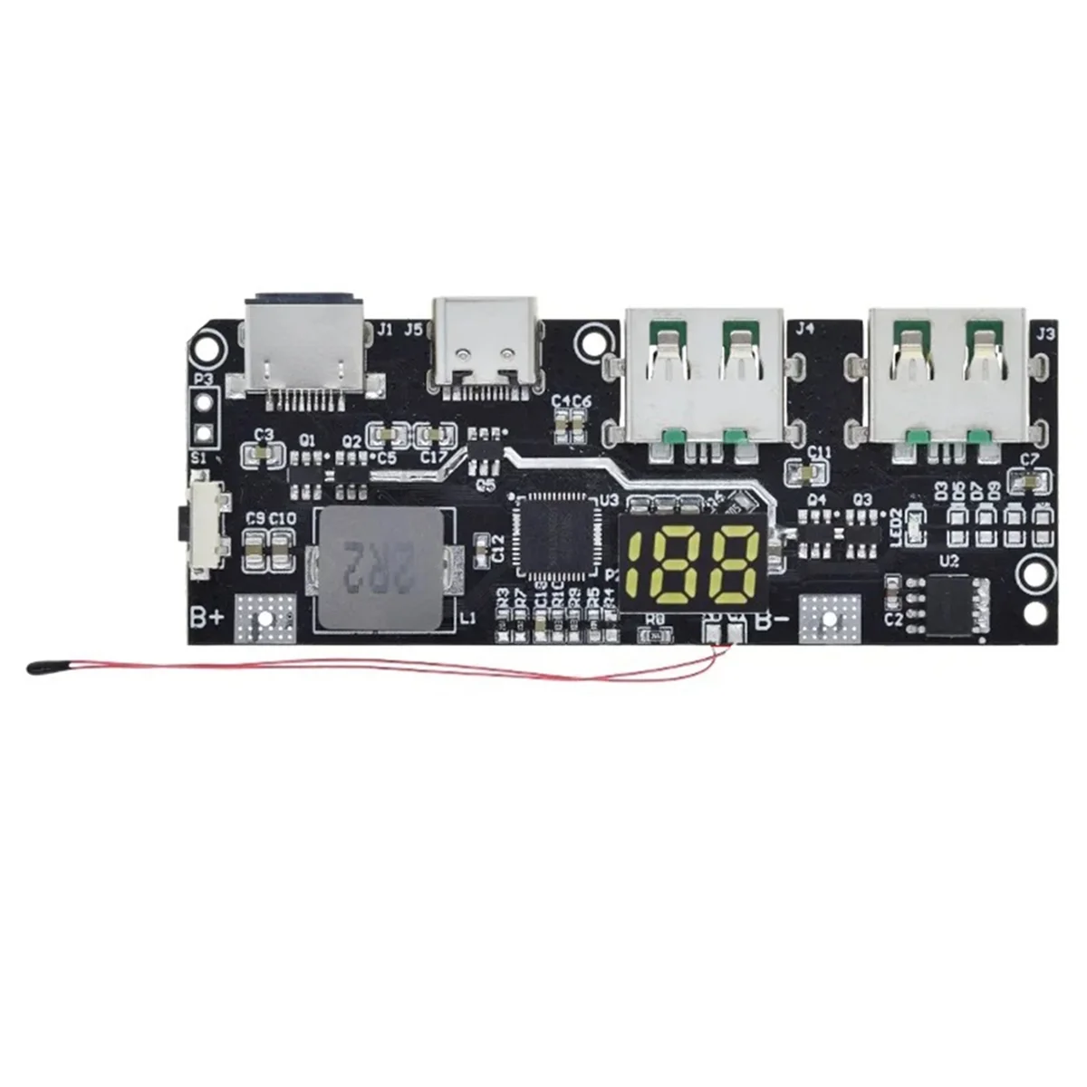 FZFZ QC4.0 QC3.0 LED デュアル USB 5V 4.5A 22.5W マイクロ/タイプ C USB モバイル電源銀行 18650 充電モジュール温度保護、A