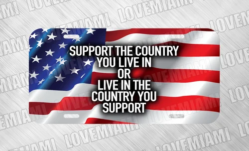 Support Your Country USA US American Flag License Plate Auto Car Tag FREE SHIP Aluminum