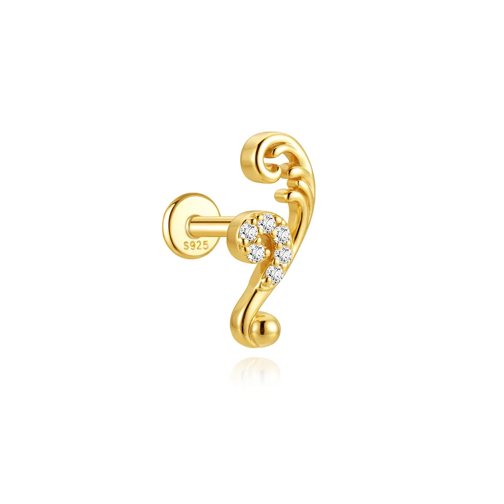 AIDE 925 Sterling Silber 1 Stück Glänzender Geometrischer Segelboot-Helix-Piercing-Ohrring für Damen Punk-Schmuck Persönlichkeits-Mode