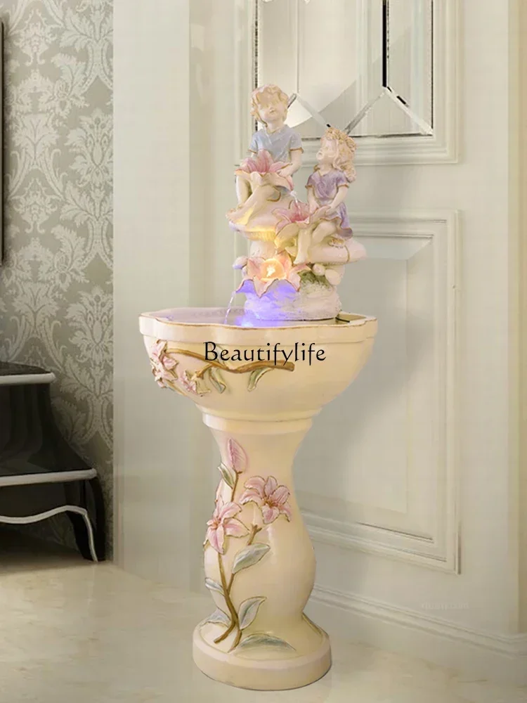 

FG26Wedding Gift Water Fountain European Style Ornaments Floor Living Room Home Decoration Waterscape Creative Fish Tank