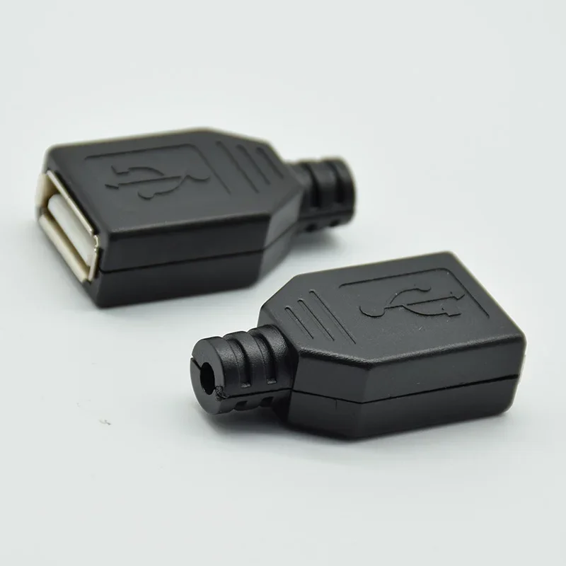 10pcs/5pcs  Female USB Type A 4Pin Plug Socket Connector  With Black Plastic Cover Three-piece suit diy