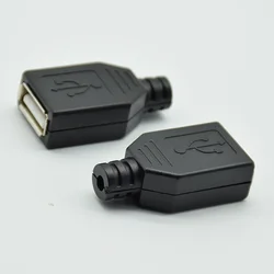 10 pz/5 pz femmina USB tipo A connettore presa A 4pin con coperchio in plastica nera vestito A tre pezzi fai da te