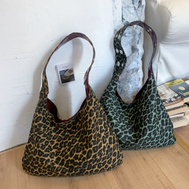 

New Leopard Print Shoulder Bag Women Casual Large Capacity PertroTote Handle Bag Texture Leisure and Versatile Storage Bags