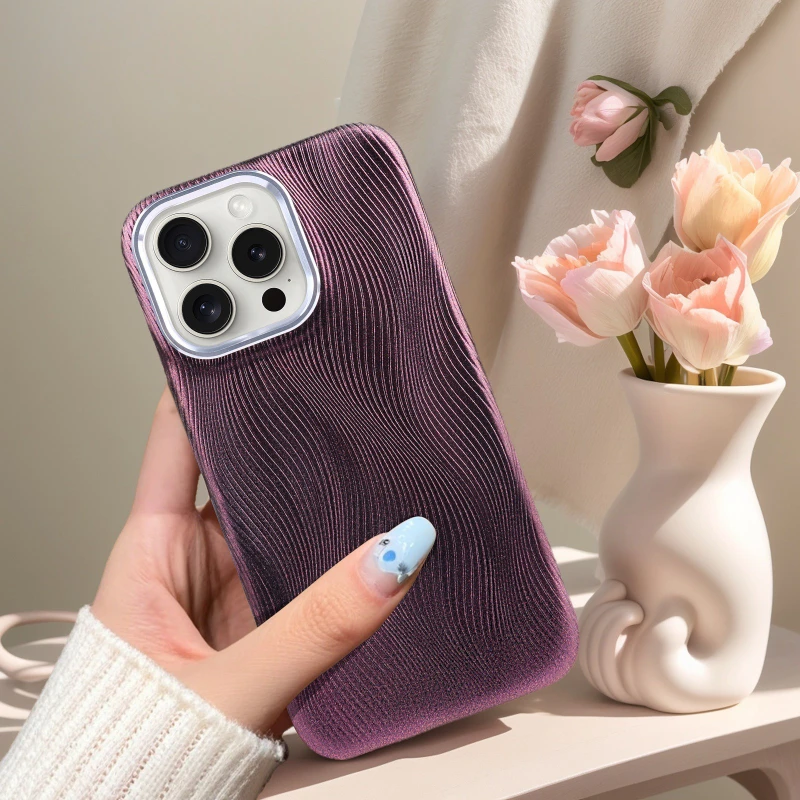 

Suitable for iPhone 16promax Water Ripple Phone Case 15plus Metal Frame 14pro All Inclusive 13 12 11 Anti Drop Protection Cover