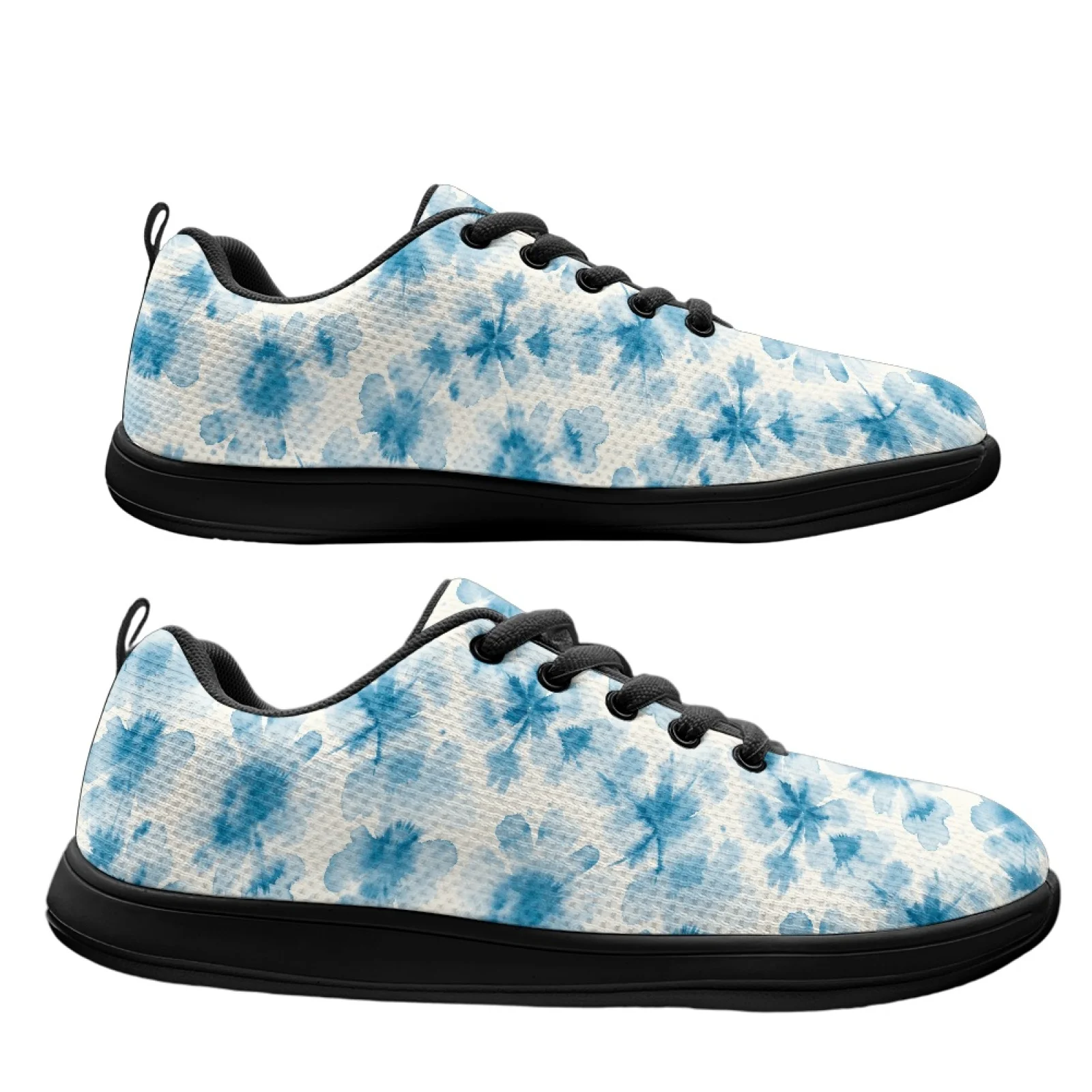 PENSTROLL Blue Tie-dye Flowers Quick Dry Running Shoes for Business Mesh & EVA Barefoot Shoes Running Sneakers