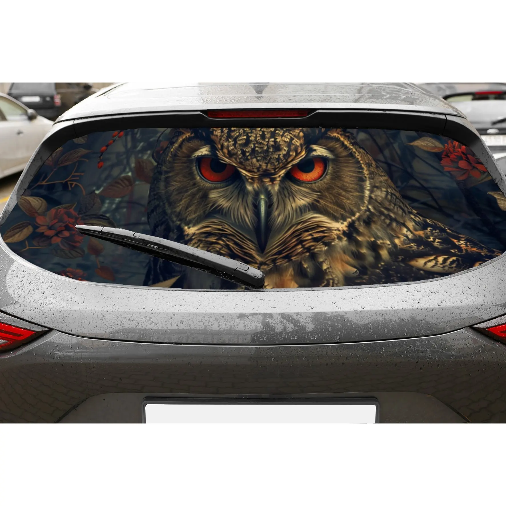 

Mystic realistic owl car rear window vinyl wraps sticker,auto art sticker,self-adhesive waterproof rear window decoration,genera