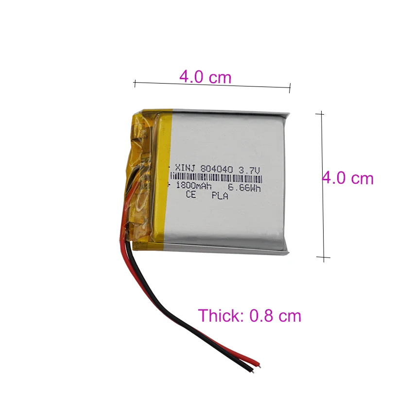 3.7 فولت 1800 مللي أمبير 6.66Wh بطارية ليثيوم بوليمر قابلة للشحن يبو JST 2Pin 1.0 مللي متر موصل التوصيل 804040   للكمبيوتر اللوحي GPS DashCam
