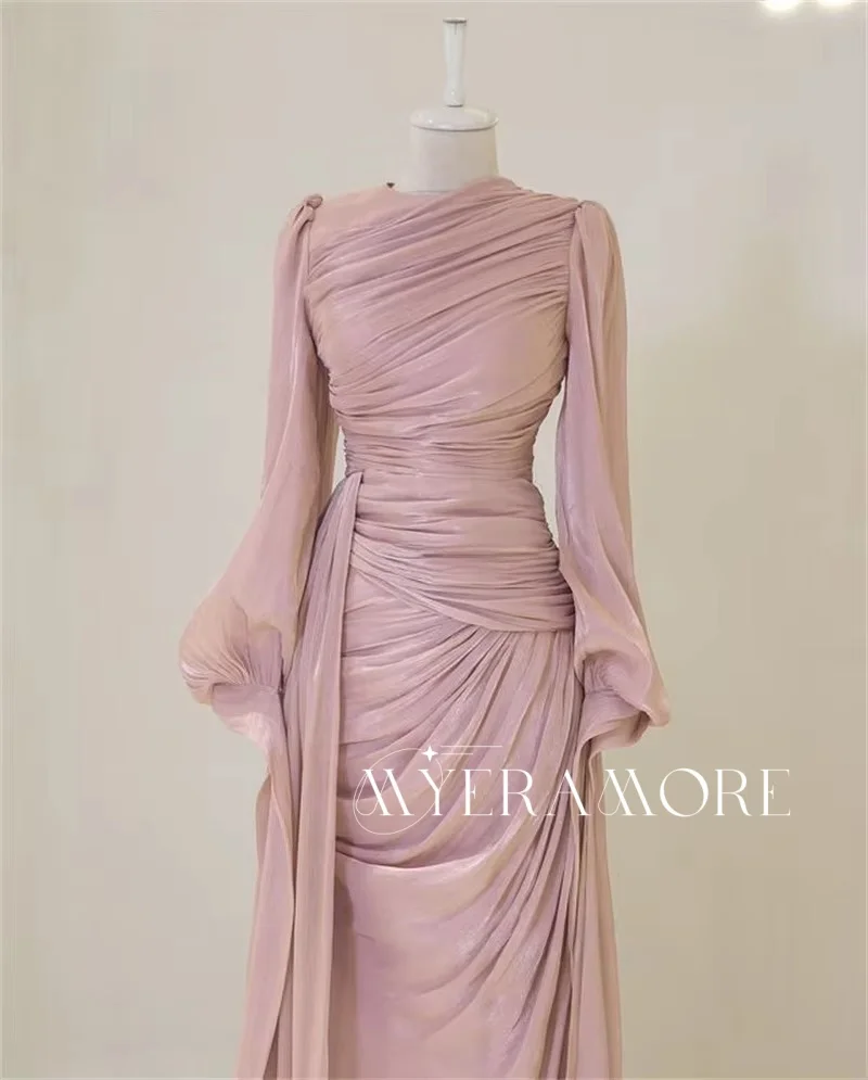 فساتين سهرة متواضعة من التول حورية البحر طيات فستان حفلة موسيقية بأكمام طويلة لحفلات الزفاف فستان صيفي مخصص #4