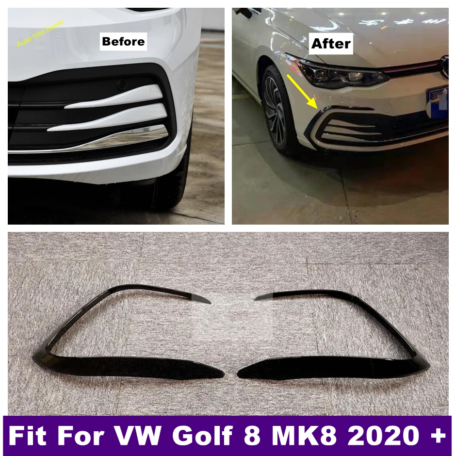 

Plastic Front Fog Lamp Wind Knife Fangs Head Light Eyelid Eyebrow Strips Cover Trim For VW Volkswagen Golf 8 MK8 2020 - 2023