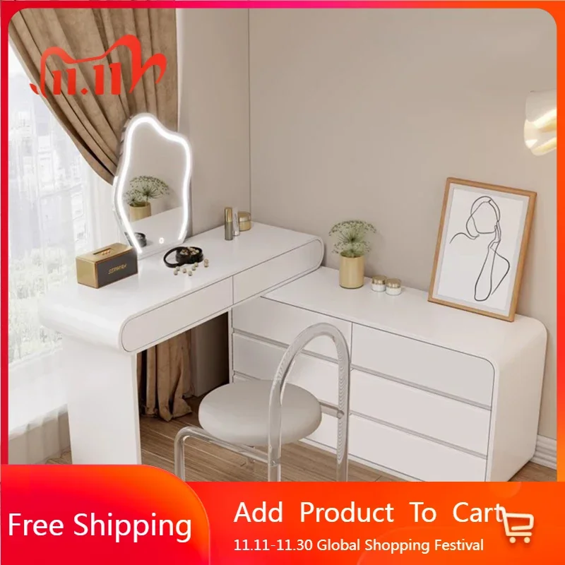 

Solid Wood White Dressing Table Mirror Bedroom Drawer European Dressing Table Vanity Makeup Penteadeira Para Quarto Furniture