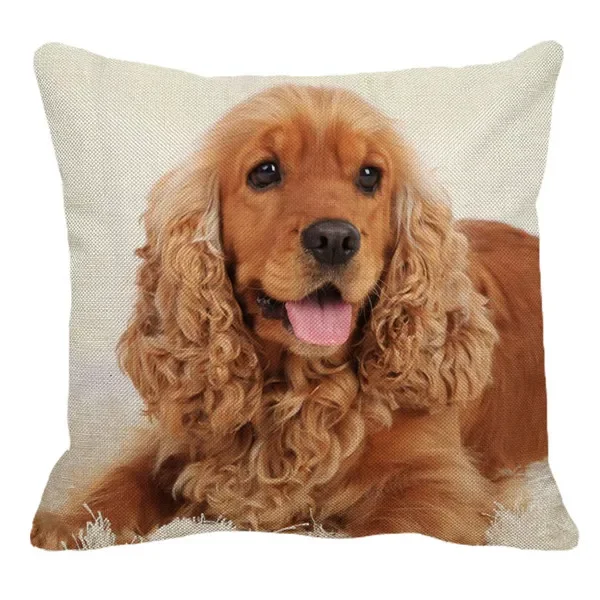 Cocker Spaniel Pillow Cover Home Square Cushion Cover Cute Animal Pattern Decorative Cushion Cover Bedroom Car Decoration45X45cm