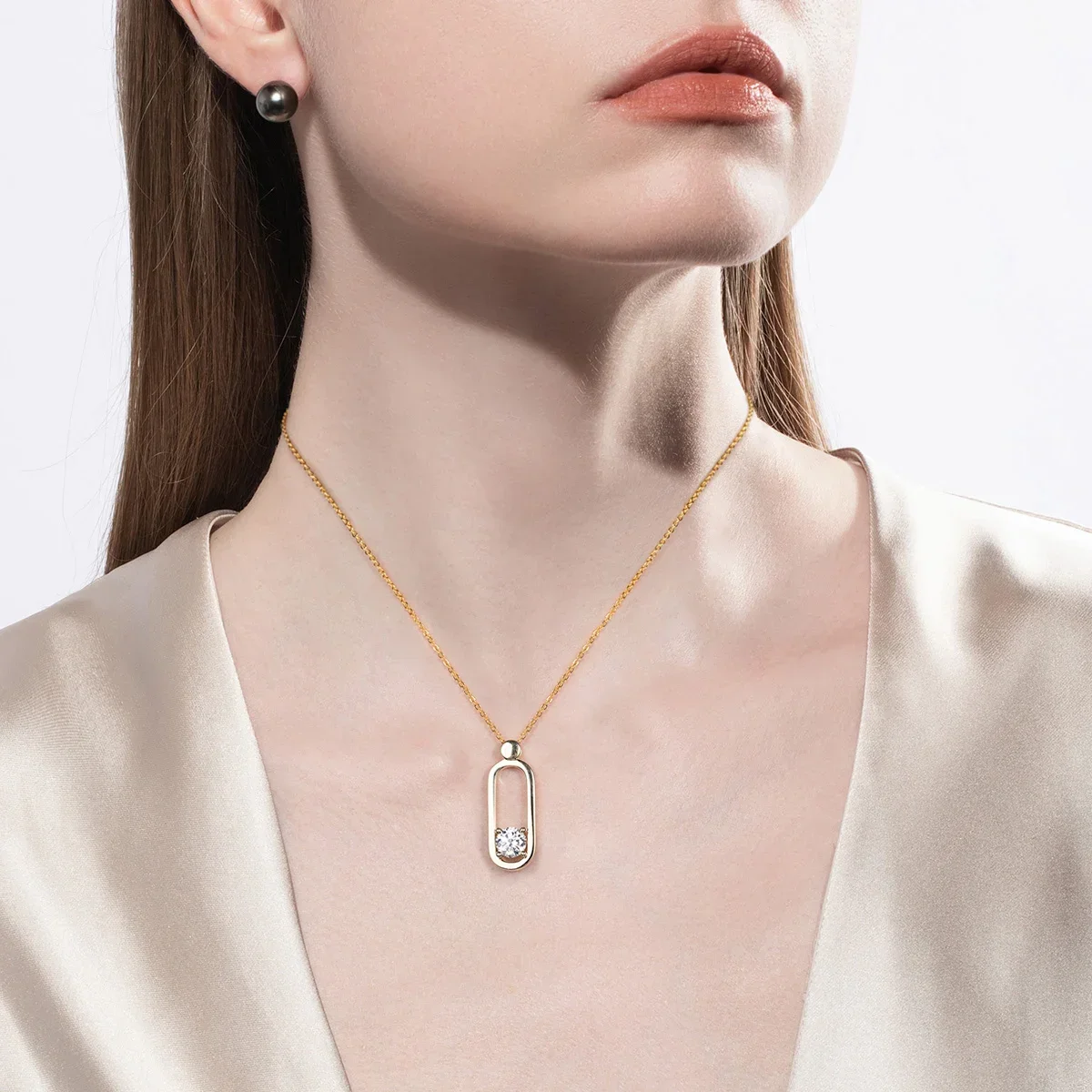 FCGJHW 2ct D Color Moissanite Pin Necklace Yellow Gold Plated Moissanite Pin Earrings Wedding Jewelry Set Gifts For Women 2026 4