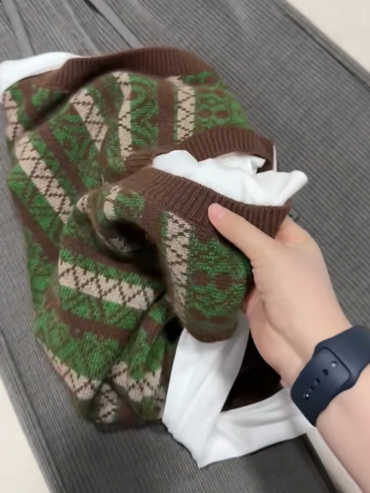 Faionable Vintage Geborduurd Vest Casual Comfortabel Eenvoudig V-hals Herfst Winter Trui Veelzijdig Basic Woon-werkverkeer Sle Onl...