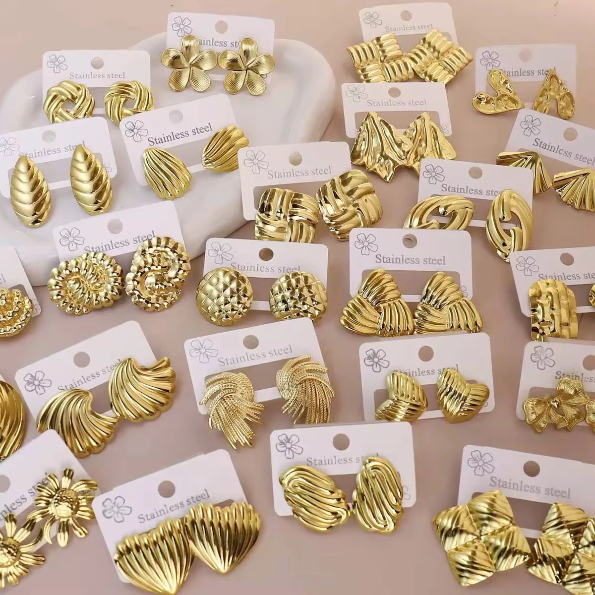 Brincos femininos banhados a ouro 18k, à prova d'água, aço inoxidável, declaração, brincos em massa, delicado, lava, brincos irregulares