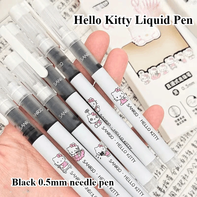 6pcs/set Kawaii Sanrio Hello Kitty Neutral Pen 0.5mm Black Ink Gel Pen Cute Cartoon Ballpoint Pen Kuromi Korean School Supplies