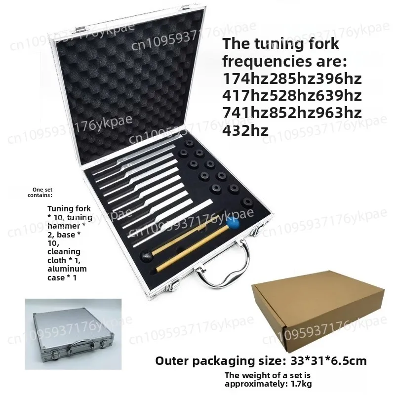 10 Sets of Aluminum Alloy Tuning Forks 174HZ 528HZ Tuning Fork 963HZ 432HZ Tuning Fork Matching Base