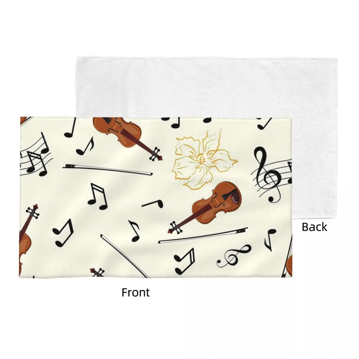 Custom Violin Music Notes Floral Soft Face Towel Quick Dry Pool Bath Cotton Towels Breathable