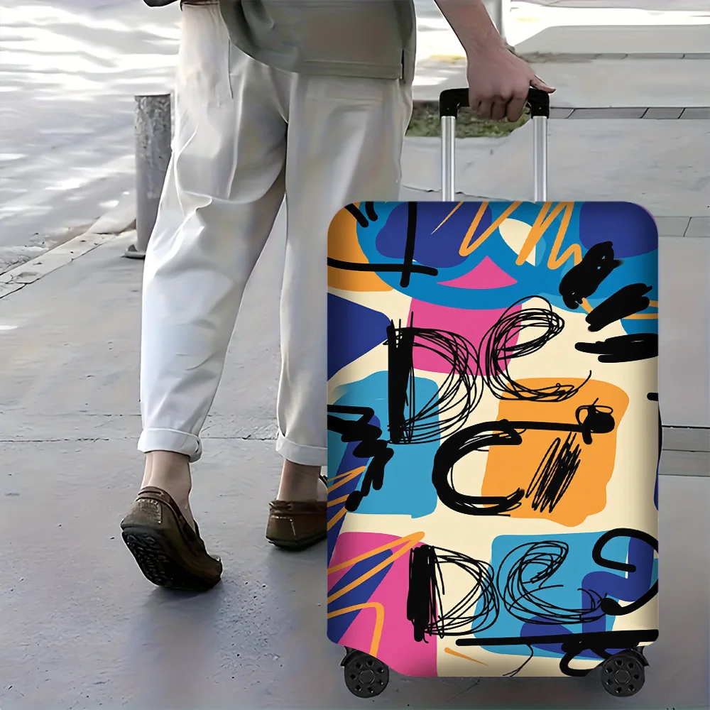 

1PC Abstract Vibrant Print Luggage Cover for luggage sizes 18 – 32 inches; dust and elastic travel accessories to effectively pr