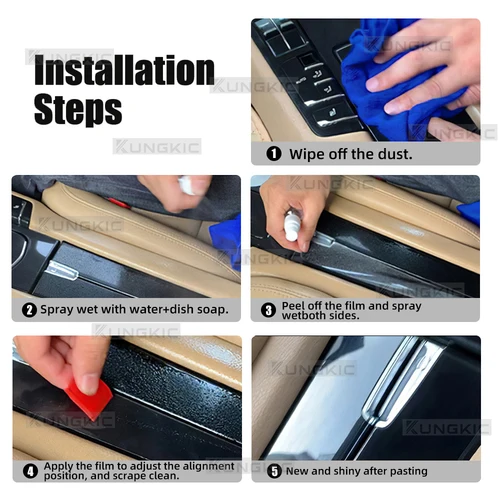 Imagen 2 del producto Película protectora para tablero de Piano Interior de coche, pintura autoadhesiva transparente de TPU, antiarañazos, PPF, para Forthing T5 EVO 2021 2022-2025