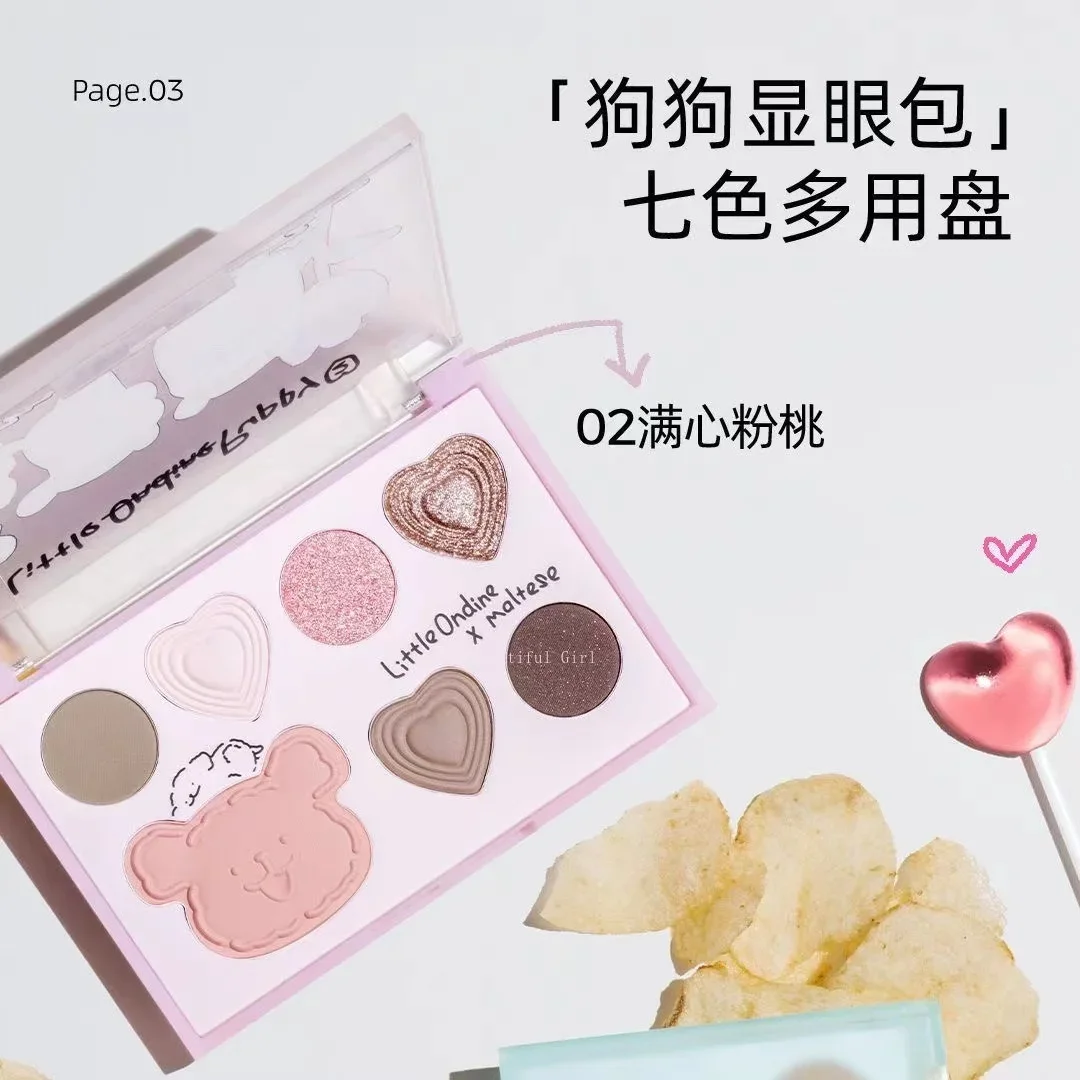 Little Ondina Punny Collection sombra de ojos Highlight Duo Lip Gloss Hairpin Mug set de maquillaje