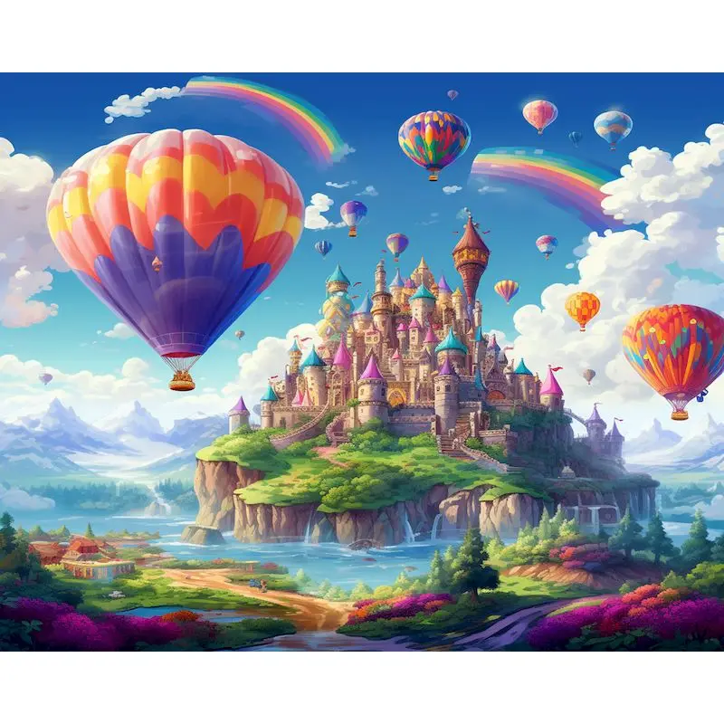 

GATYZTORY DIY Painting By Numbers Hot Air Balloon Canvas Painting Home Decors Paint Kit For Handmade Landscape Gift Adults Craft