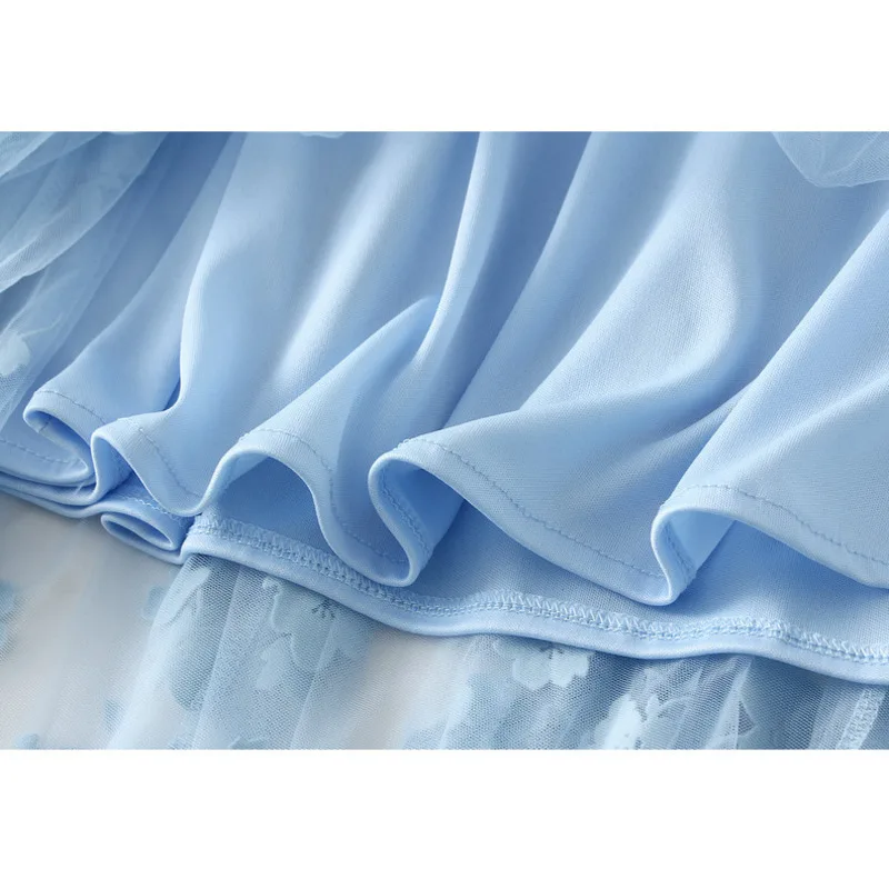 Floral flocage Style coréen doux taille haute élégant maille Midi jupes femmes 2025 été a-ligne décontracté ample Tulle jupe