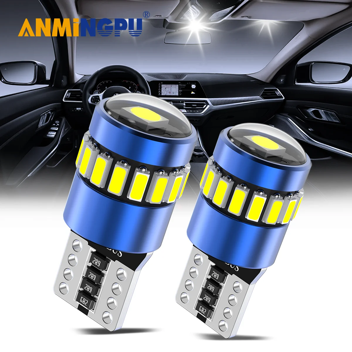 

2pcs T10 W5W Canbus LED 194 3030 SMD 5W Car Dome Reading License Plate Light Signal Lamp Auto Car Interior Side Light 6500K 12V