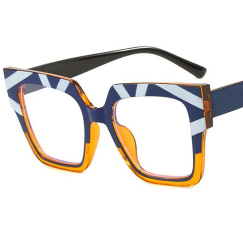 Fashion Anti-Blue Light Glasses Personality Eyeglasses Optical Spectacles Patchwork Frame Googles Eyewaear Square Ornamental