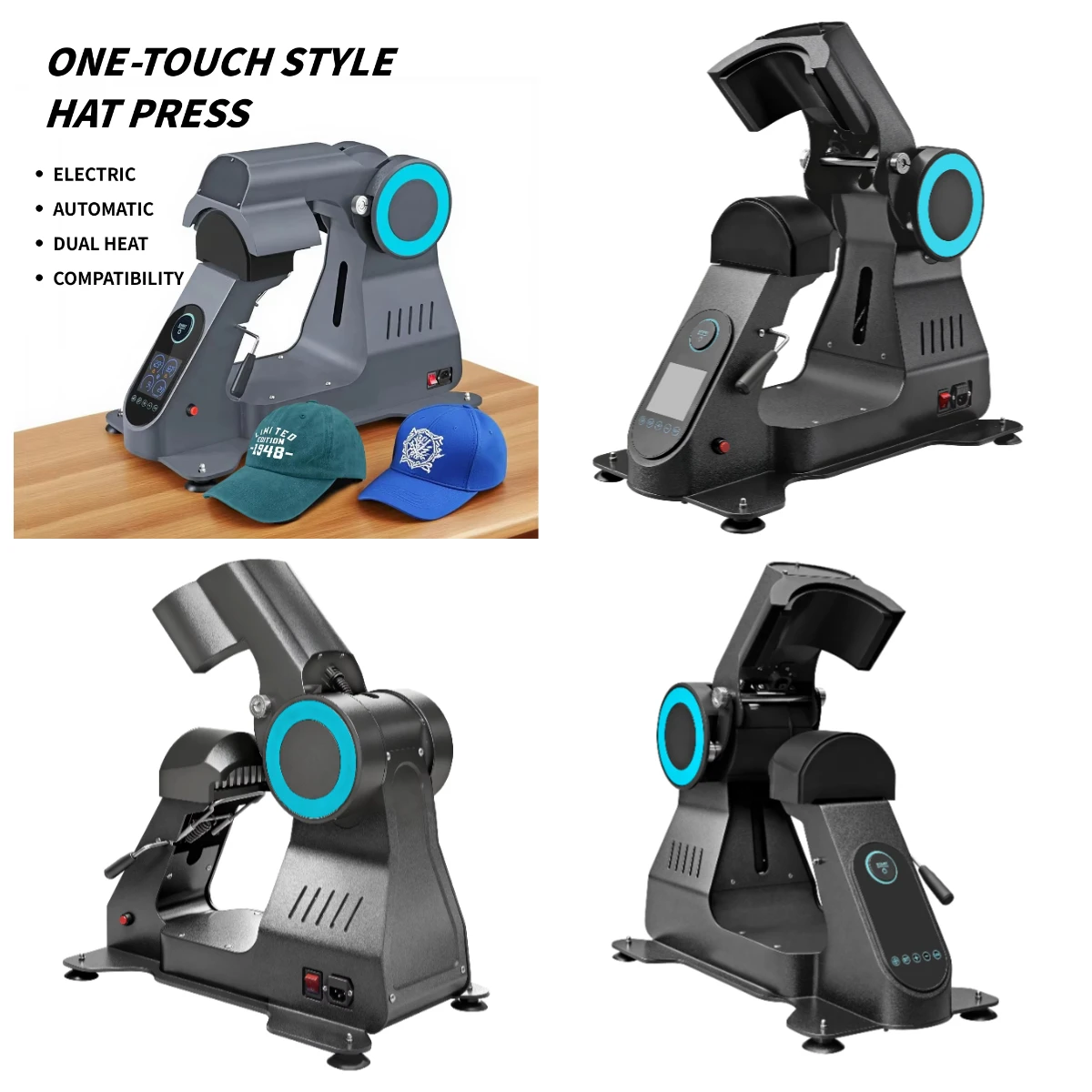 

WJW Professional Hat Press for Small Business Logo Printing Electric Dual Heat Automatic Cap Printing Machine