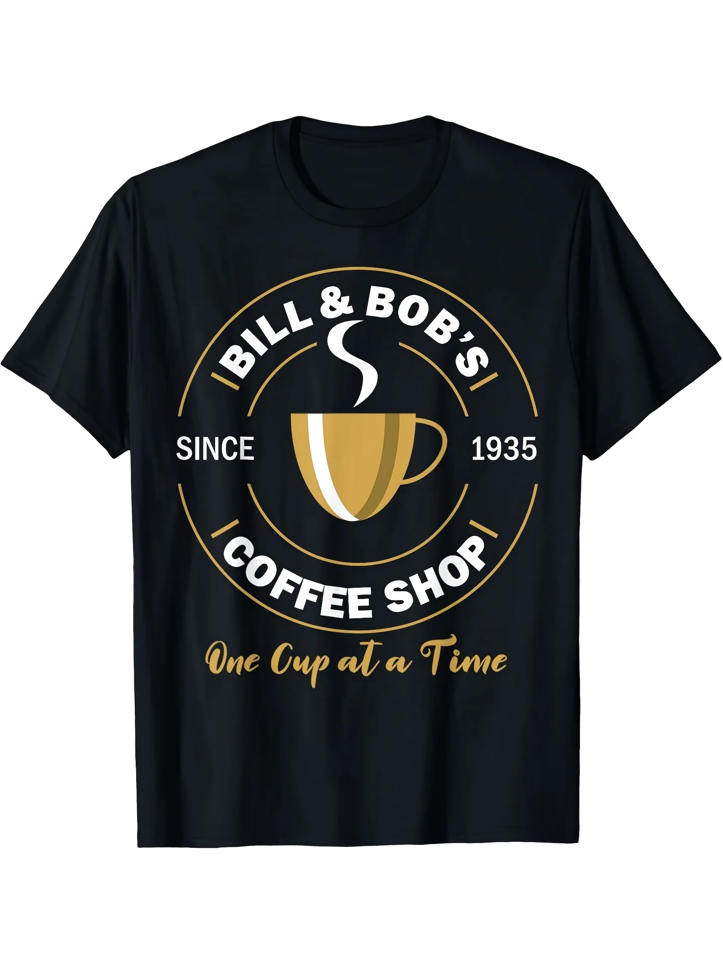 

Bill and Bob's Coffee Shop T-Shirt - 100% Cotton, Men's Father's Day Summer Casual Tee