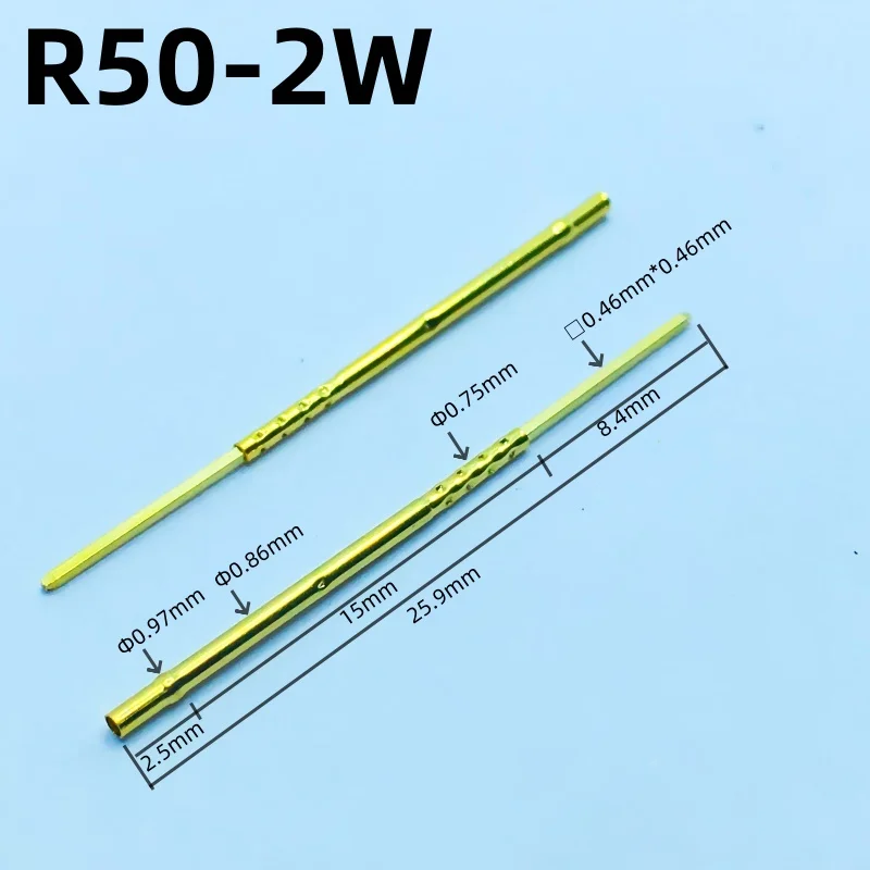 20/100PCS R50-2W Test Pin P50-B1 Receptacle Brass Tube Needle Sleeve Seat Wire-wrap Probe Sleeve Length 25.9mm Outer Dia 0.86mm