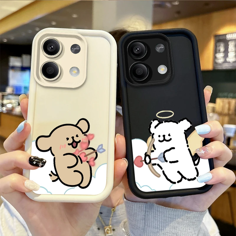 New Cute Line Dog Couple Phone Case For Redmi Note 13 12 Pro Plus Note 13 12 11 10 9 Pro 14C 12C 10C 9C A3 A2 A1 Dustproof Cover