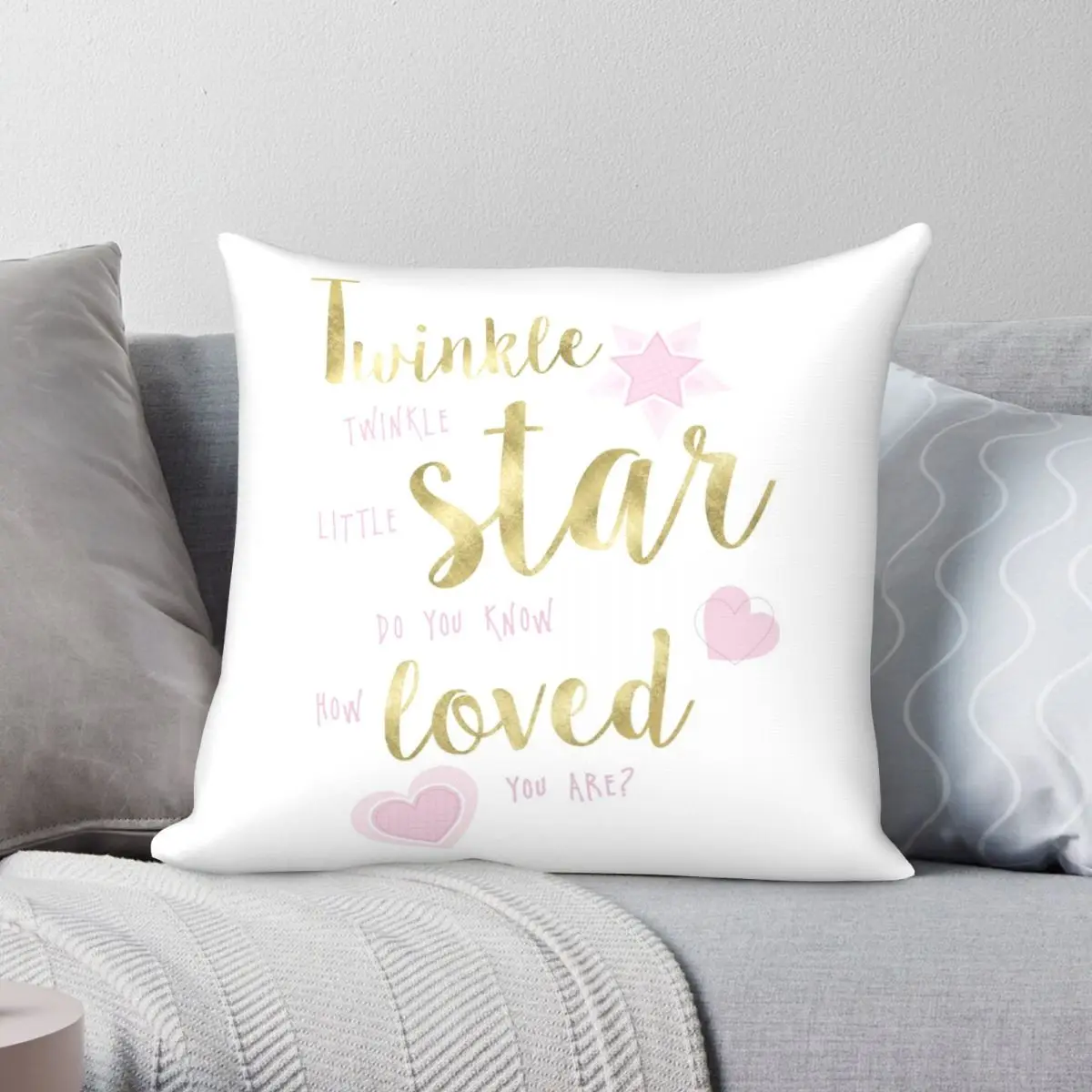 Twinkle Twinkle Little Star Square Pillowcase Polyester Linen Velvet Creative Decor Throw Pillow Case Sofa Cushion Cover 45x45