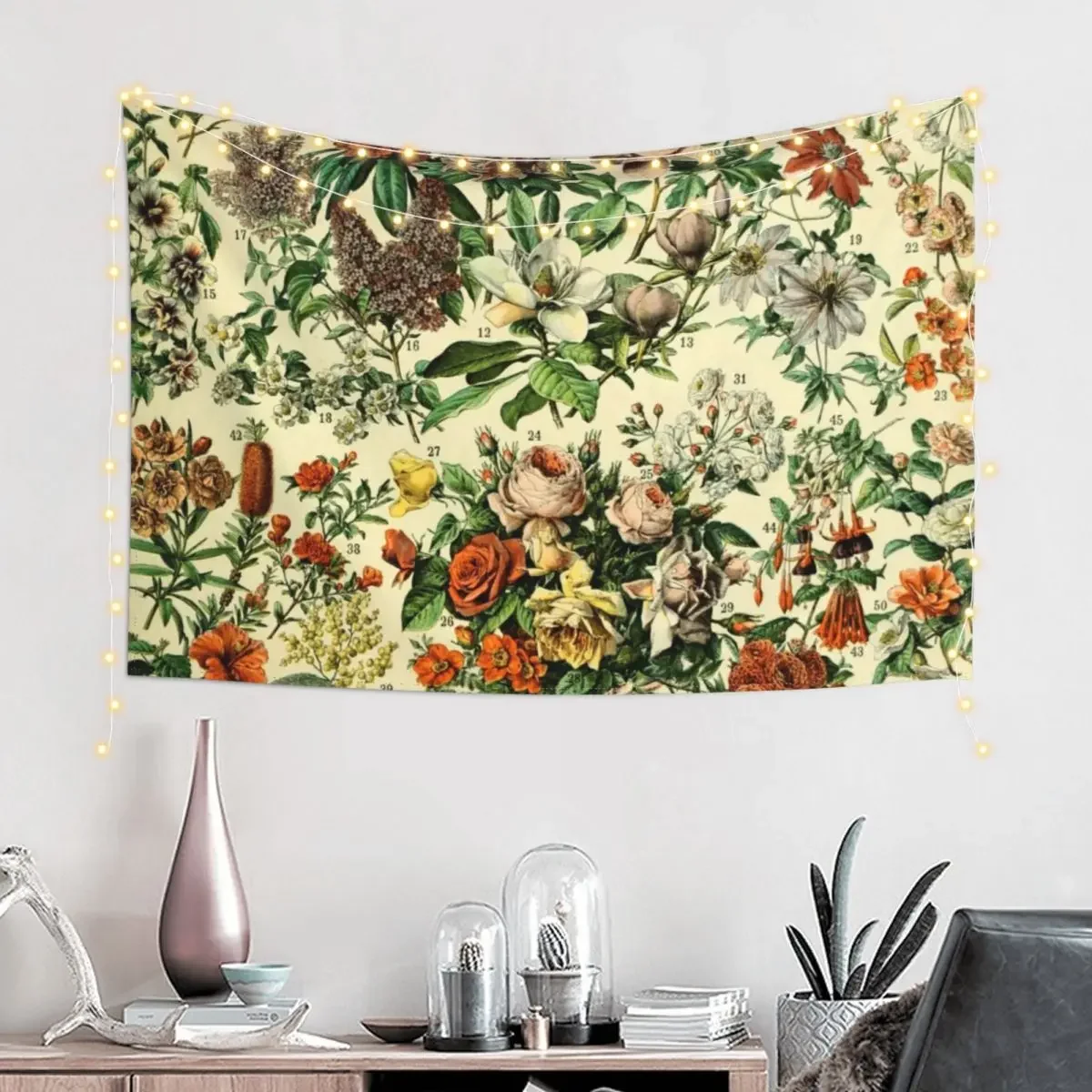 Adolphe Millot Fleurs Vintage Flowers Tapestry Wall Decor Mushroom Cute Decor Tapestry