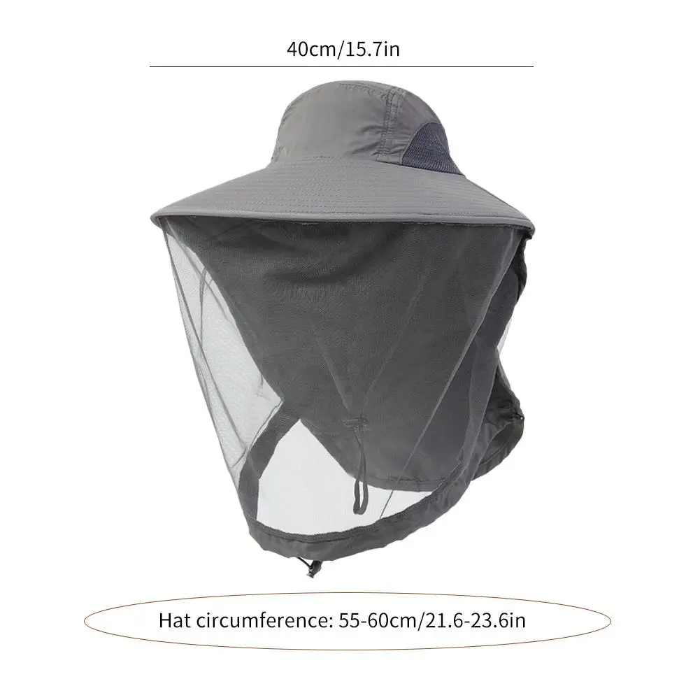 Unisex Anti Mosquito Insect Bucket Hat Summer Outdoor Jungle Farm Fishing Sun Hat Men Breathable Mesh Full Face Protection Net