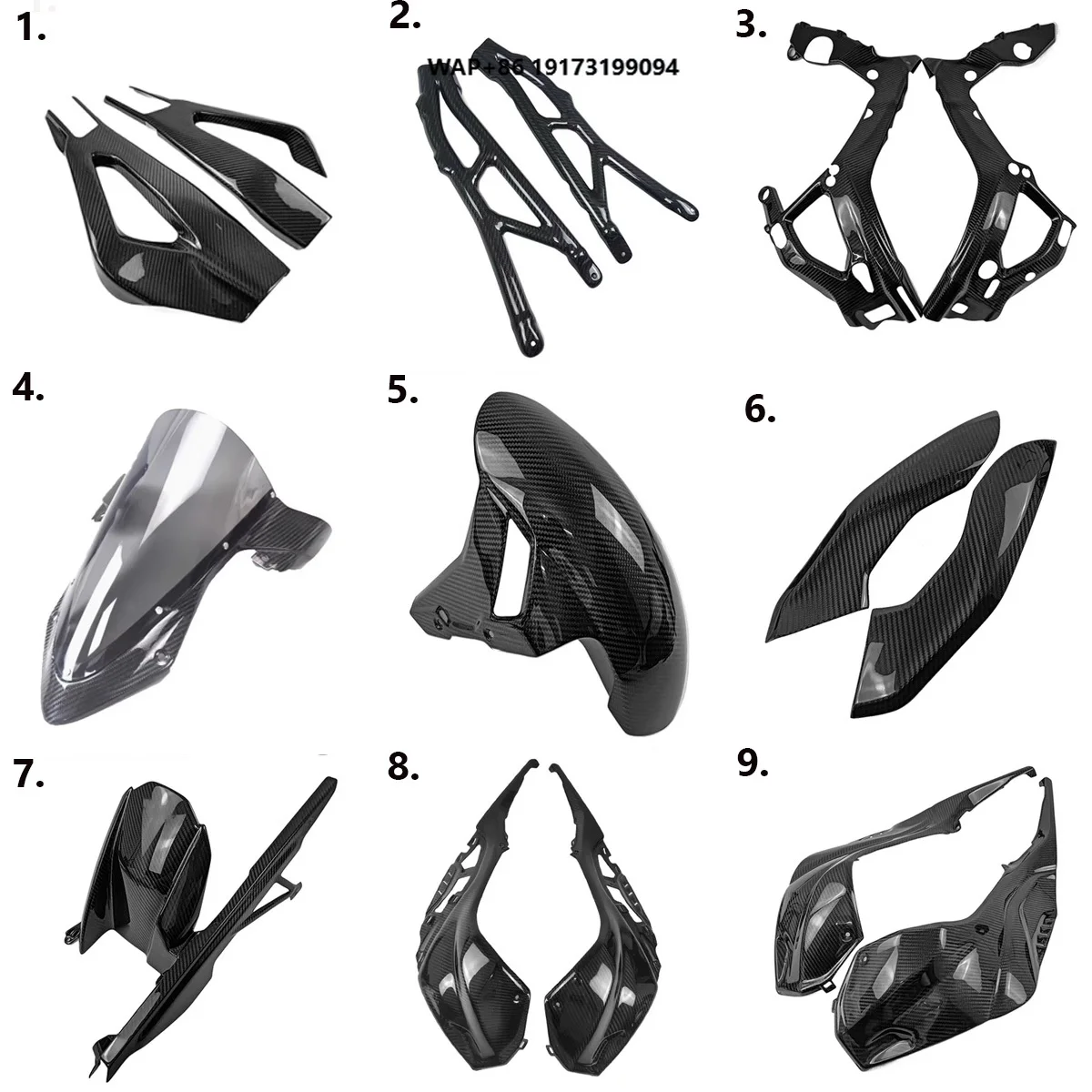 

2021-2024 for BMW-S1000R M1000R 3k 100% Dry Carbon Fiber Winglets and Rear Footrest Parts Real Dry Fairing Fenders Cover Kits