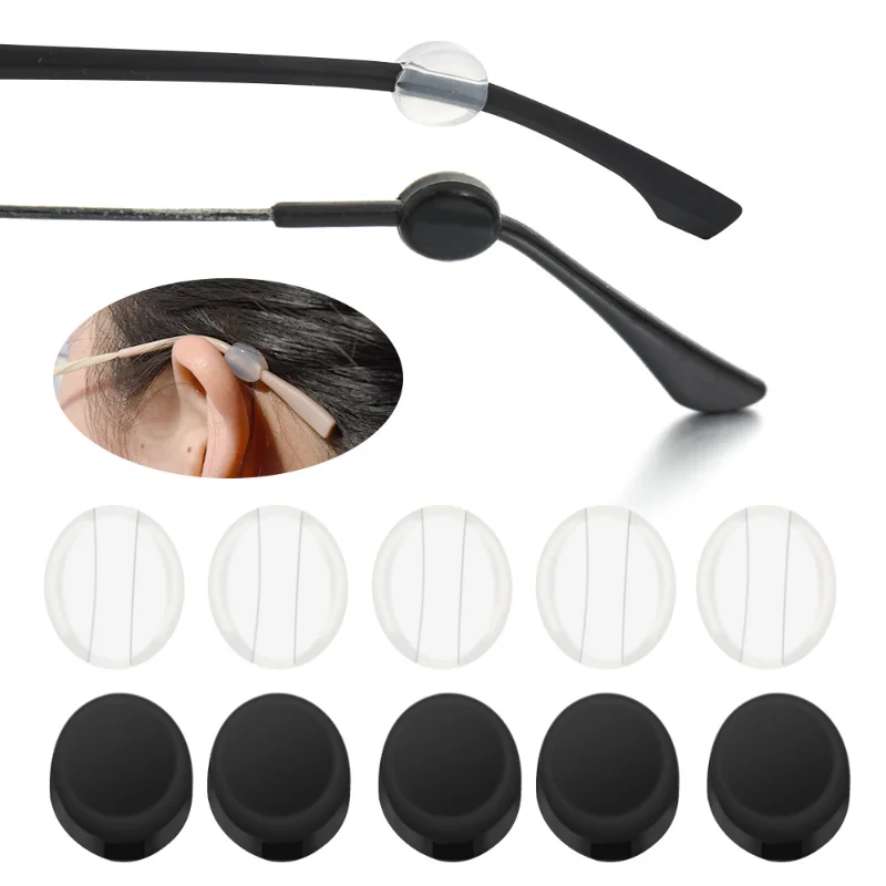 20pcs Transparent Silicone Anti-slip Eyeglass Ear Hooks Round Retainer Holder Elastic Glasses Ear Hook EyeGlasses Accessories