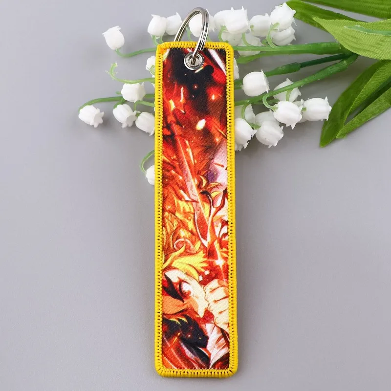 Demon Slayer Agatsuma Zenitsu Inosuke Anime Weven Sleutelhanger Fashion Cool ID Hangend Touw Opknoping Accessoires DIY Accessoires