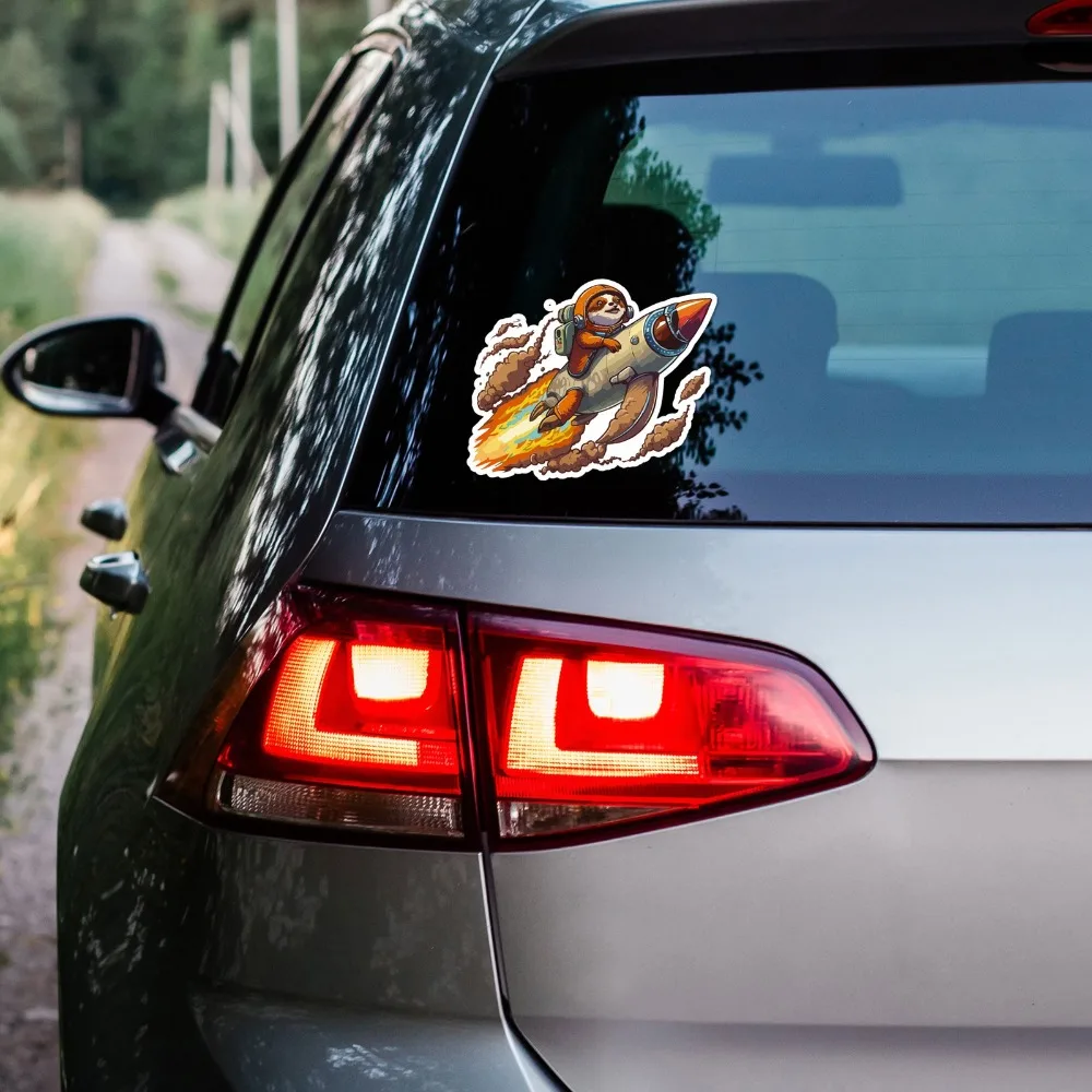 Sloth Rocket Ship Cute Limited Vinyl Aesthetic Laptop Decal Decoration Waterproof Car Window Bumper Auto Exterior Gift