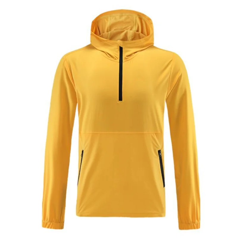 Autumn And Winter Men's Outdoor Casual Quick-drying Sports Jacket Hooded Half-zipper Woven Fitness Jacket