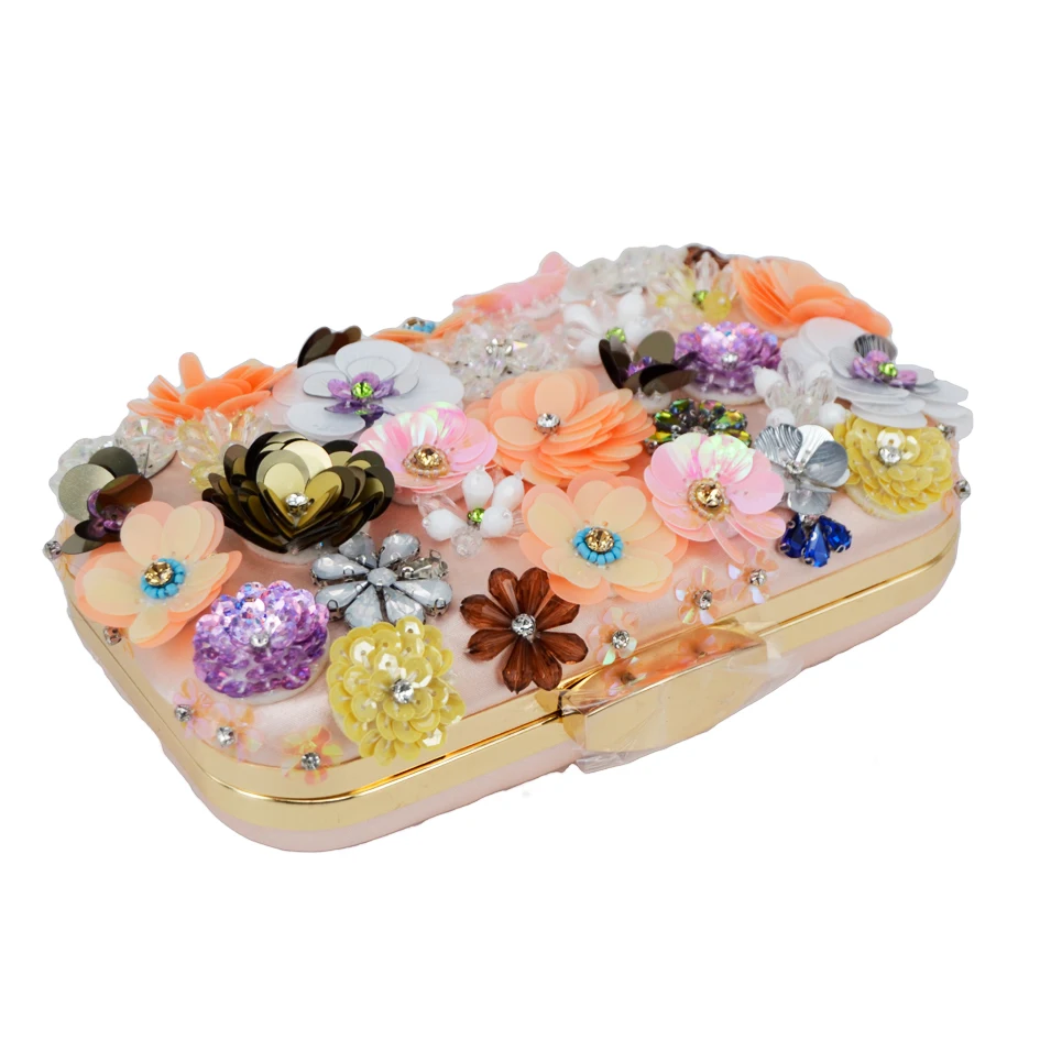 حقيبة يد نسائية مزهرة بالترتر الوردي للنساء حقيبة يد أنيقة للحفلات المسائية/الحفلة الراقصة/الزفاف/الليل