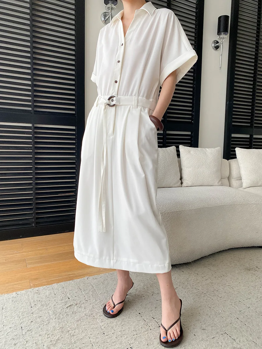 Frühlings- und Sommerkleid für Damen, lässig, einfarbig, bequem, tailliert, figurbetont. – Detail 6