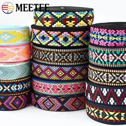 5/10M Meetee 25mm Ethnic Polyester Jacquard Webbing Strap for Bag Belt Ribbons Tape DIY Garment Bias Binding Sewing Accessories