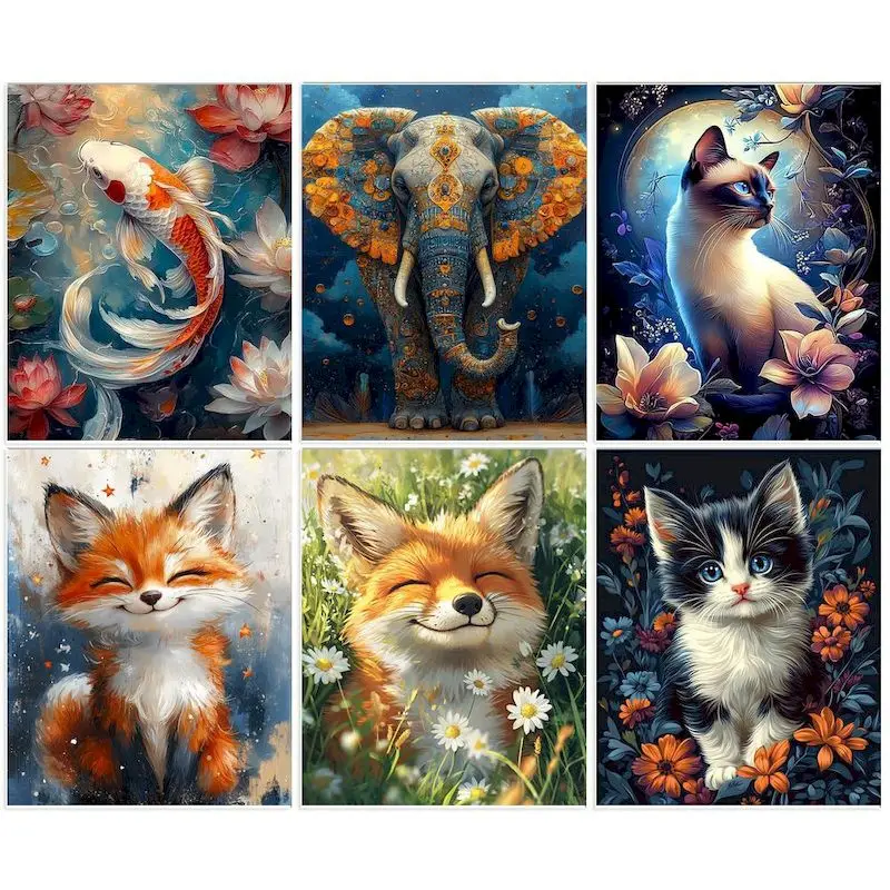 

GATYZTORY DIY Frame Picture By Number Animal Kits Handpainted Painting Easy For Beginner Drawing On Canvas Adults Home Decor