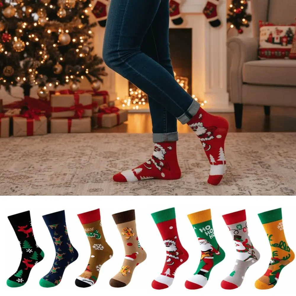 

8 Pairs Cute Soft Women Christmas Socks Santa Snowman Elk Comfortable Women Winter Christmas Stockings Xmas Warm Socks Gifts